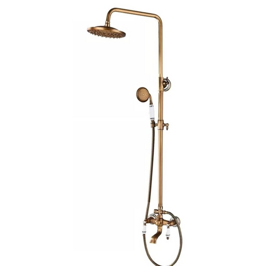 מוט פינוק וברז סוללה ברונזה ענתיק ידיות קרמיקה לבן מודפס