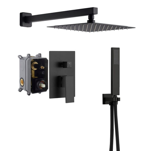 סט רחצה קומפלט שחור מט מרובע 4 דרך 30 ס״מ