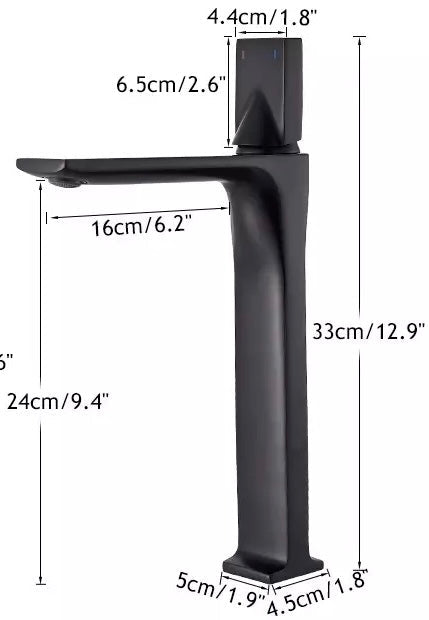 ברז פרח גבוה שחור מט ידית מודרנית