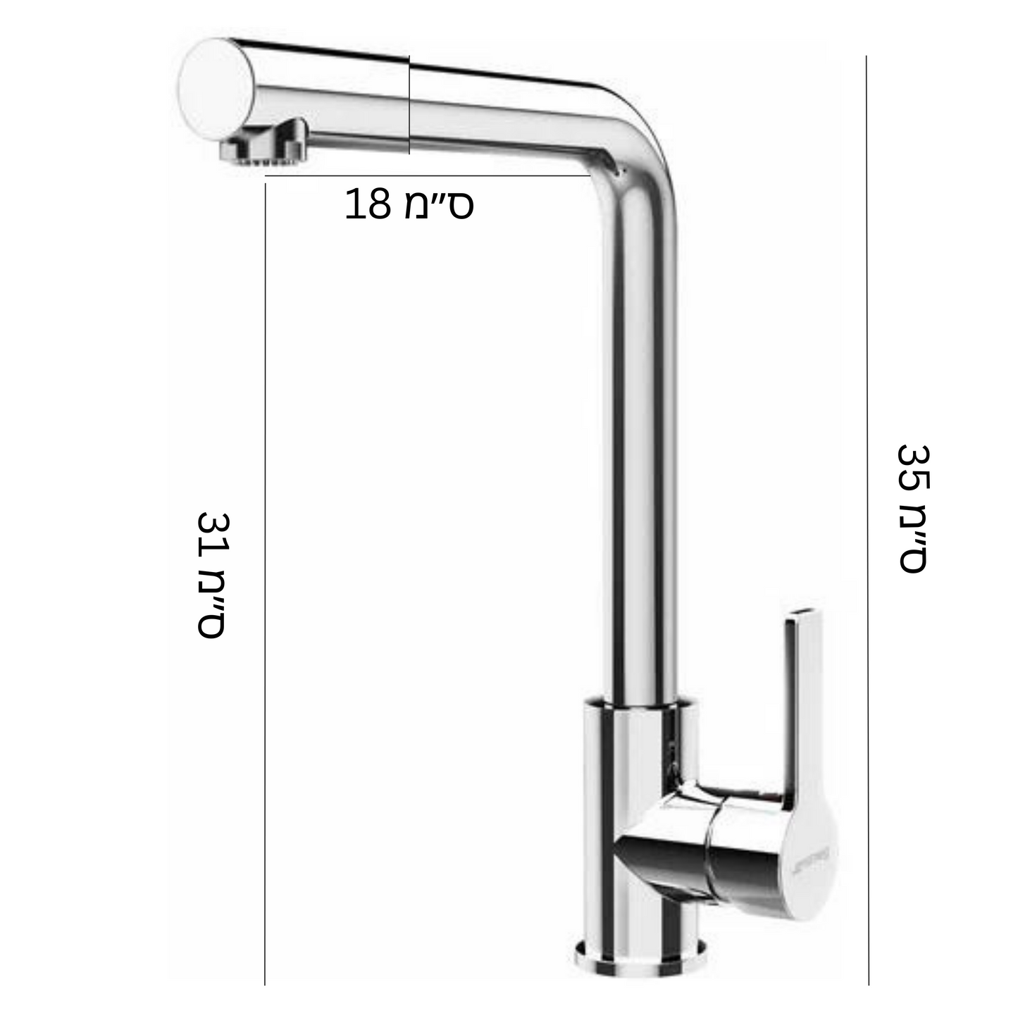 ברז מטבח זוויתי ניצב ניקל מבריק פיה מסתובבת ° 360 NZ-201