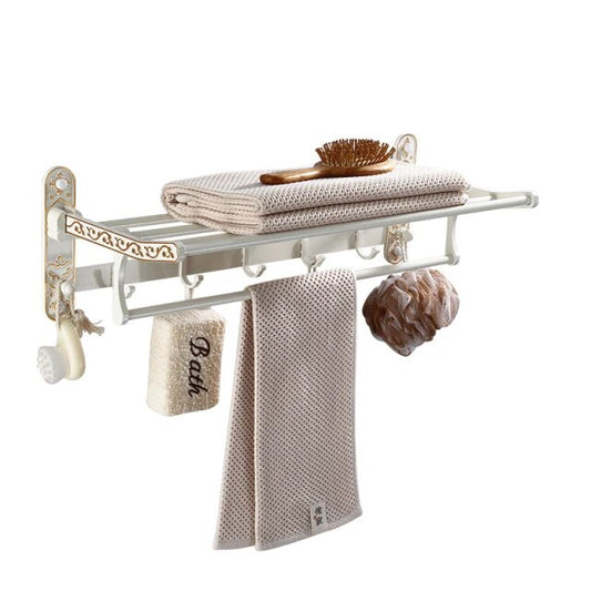 מדף בית מלון לבן וברונזה סגנון ענתיק