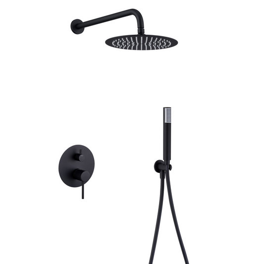 סט רחצה עגול שחור מט קומפלט + אינטרפוץ