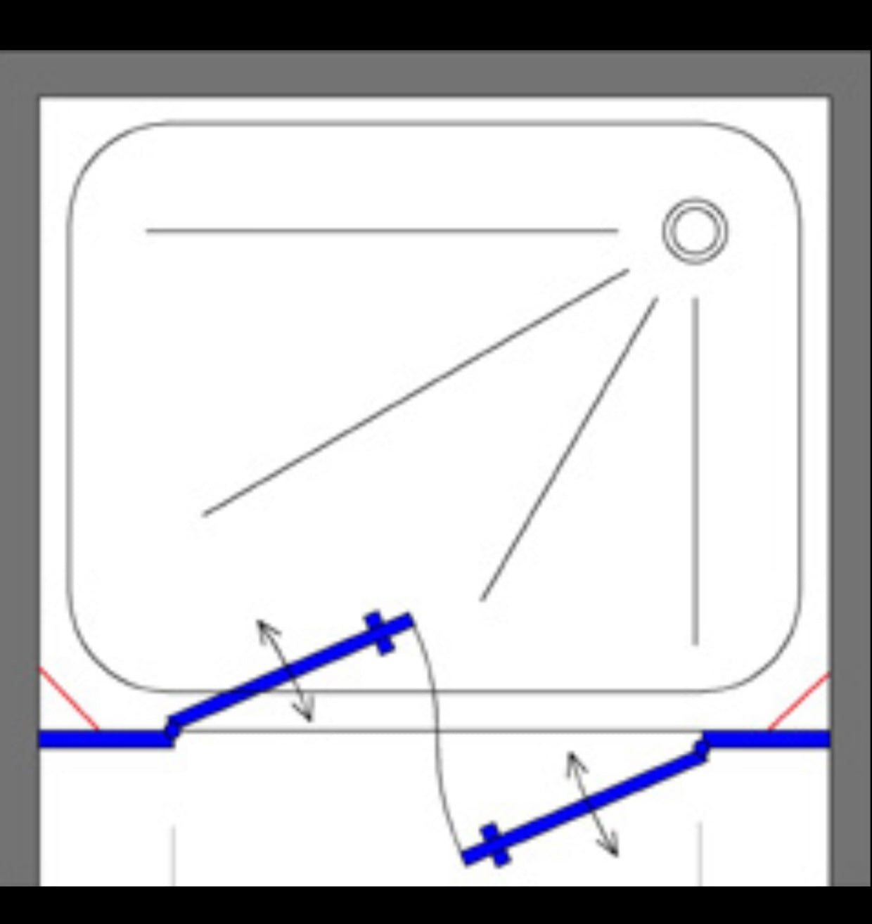 מקלחון חזית פרזול שחור, 2 דפנות קבועות ו 2 דלתות נפתחות פנימה והחוצה