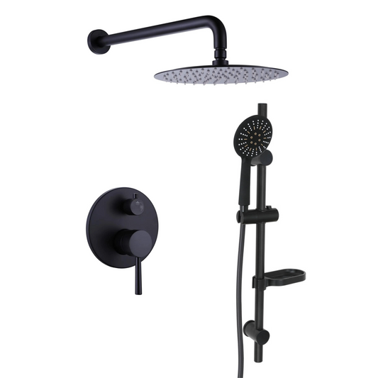 סט רחצה קומפלט שחור מט עגול 4 דרך