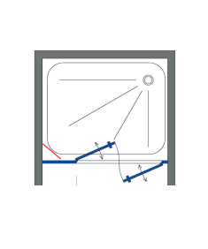 מקלחון חזית שתי דלתות וקבוע פרזול זהב מט זכוכית שקופה
