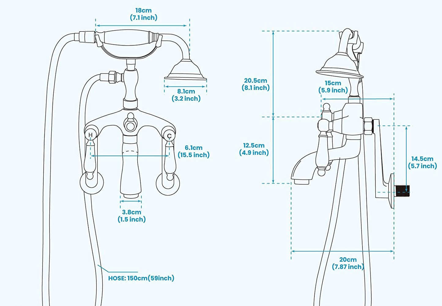 ברז קיר סוללה לאמבטיה ברונזה ענתיק בשילוב קרמיקה RETRO
