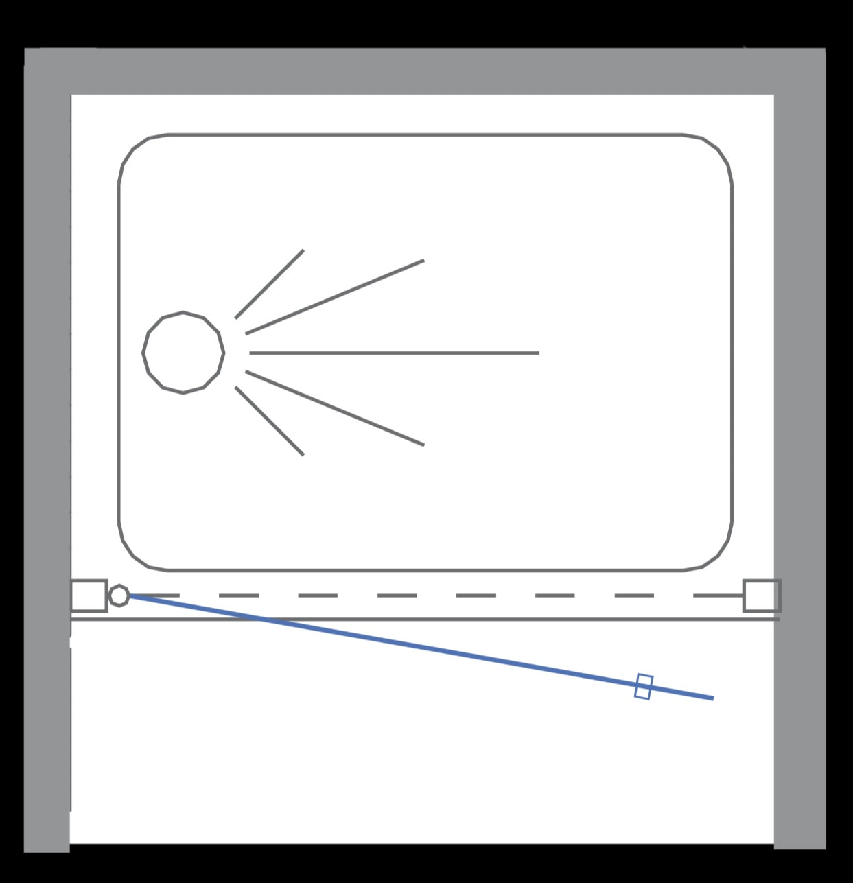 מקלחון חזית דלת נפתחת פנימה והחוצה פרזול שחור זכוכית שקופה