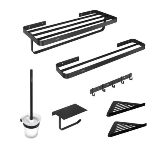 סט אביזרי אמבט שחור מט קומפלט 7 חלקים