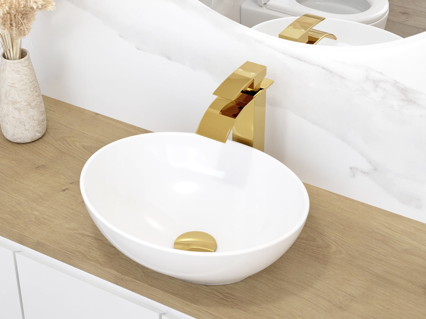 ברז פרח גבוה זהב מבריק מרובע