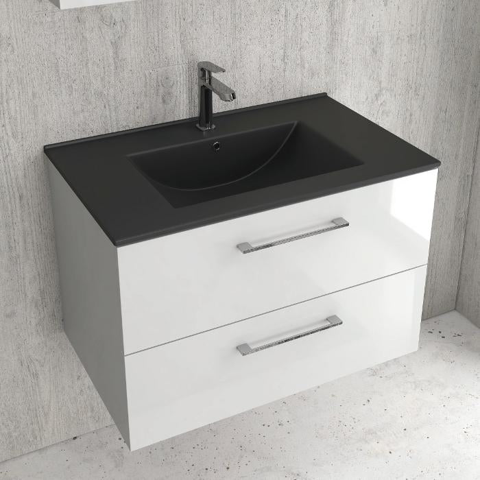 כיור שטוח שחור מט לארונות אמבטיה 80 ס״מ