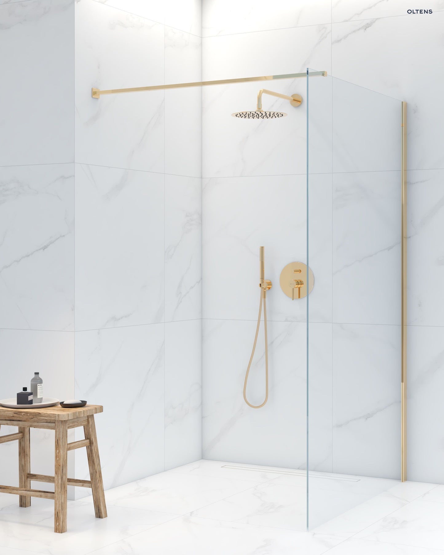 סט רחצה עגול זהב מבריק קומפלט + אינטרפוץ