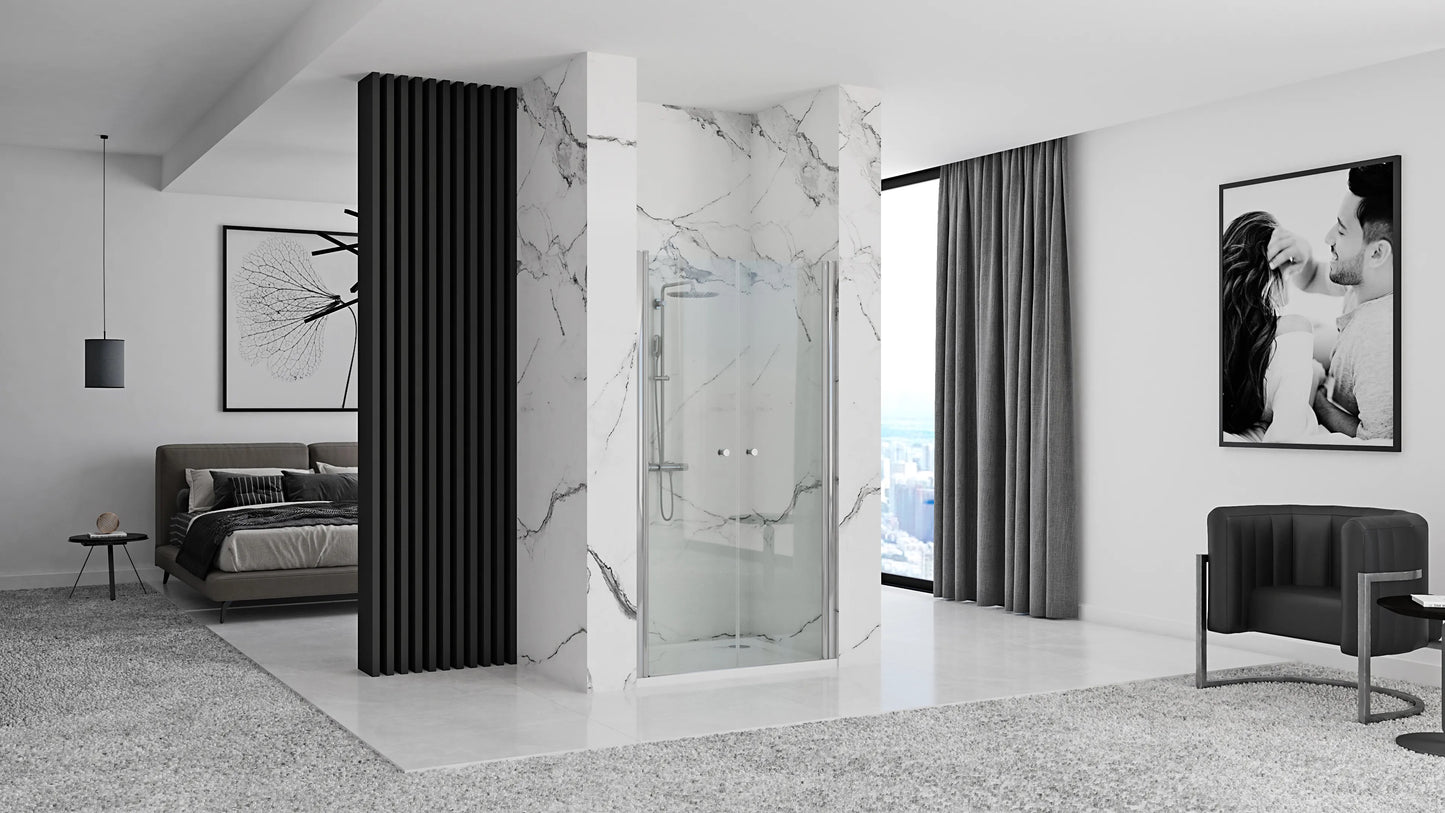 מקלחון חזית שתי דלתות ניקל שקוף 90-95