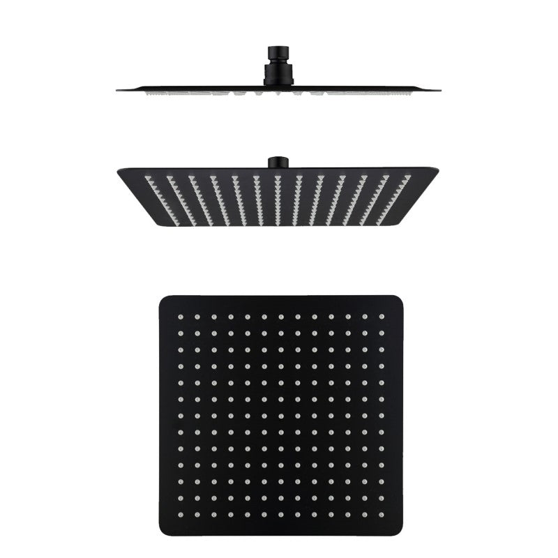 ראש מקלחת מרובע שחור מט קוטר 20 ס"מ דק במיוחד