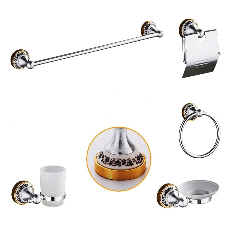 סט אביזרי אמבטיה ניקל מוברש וזהב מט עגול