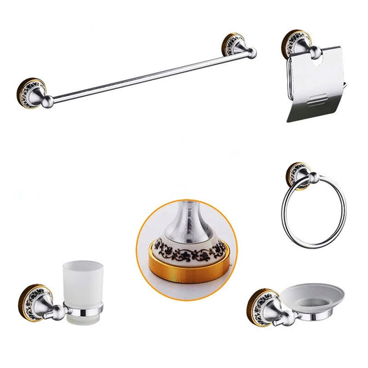 סט אביזרי אמבטיה ניקל מוברש וזהב מט עגול