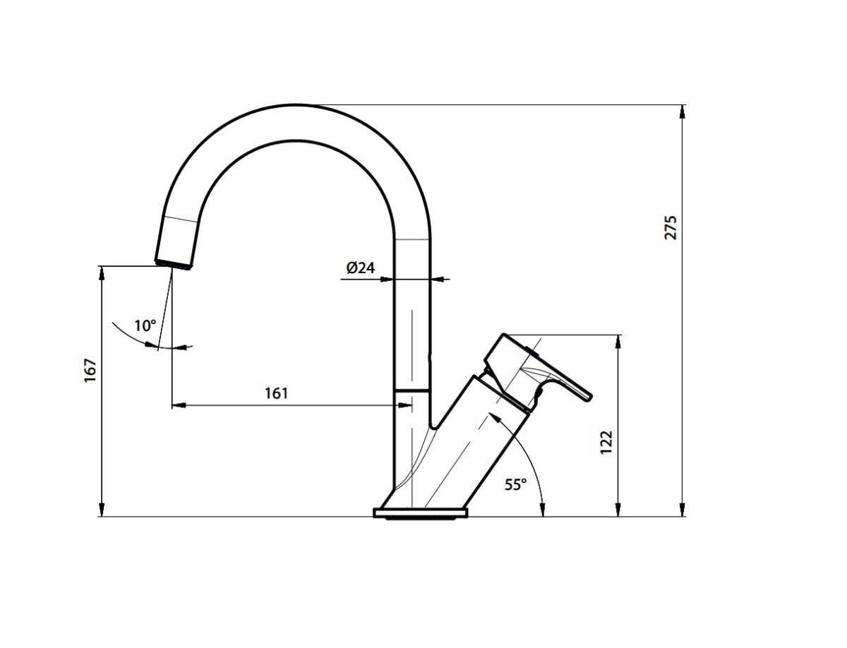 ברז ברבור פיה עגולה מסתובבת 305120F16S נירוסטה מוברש PVD סדרת גל WAVE חמת