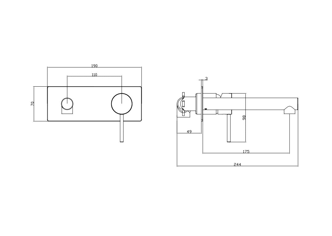 ברז קיר לכיור רחצה שחור מט מדגל סדרת רובי 49122
