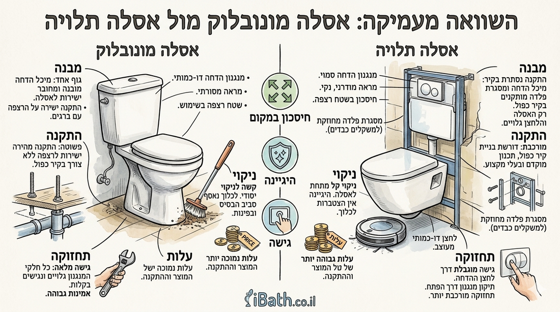 אסלה תלויה וניאגרה סמויה: היתרונות, החסרונות והמיתוס של "שבירת הקירות"