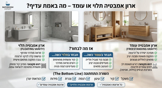 ארון אמבטיה תלוי או עומד – מה באמת עדיף?