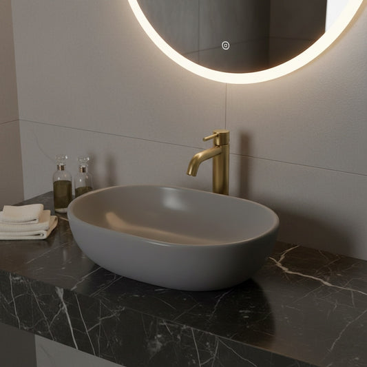 כיור מונח אובאלי מילאנו 480*350*140 ס"מ אפור מט MATINA