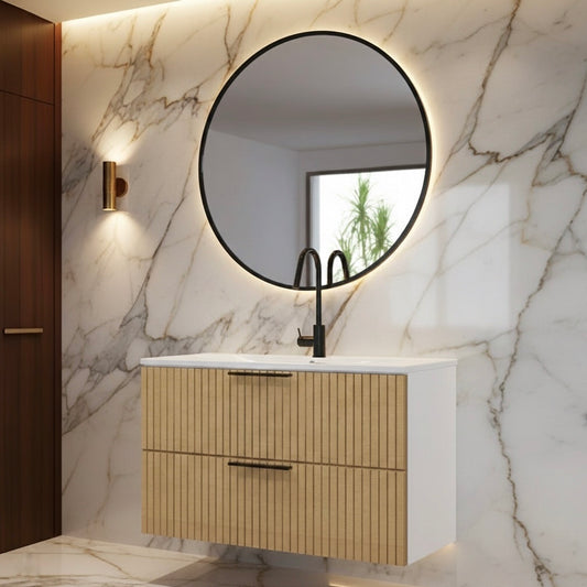 ארון אמבטיה תלוי עץ פסים דגם רויאל ROYAL