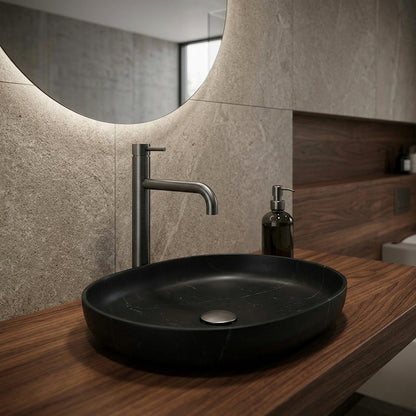 ברז פרח יוקרתי גבוה לכיור מונח אפור גרפיט מוברש TOP ציפוי PVD