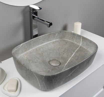 כיור מונח מלבני אבן מט דמוי שיש CARRARA