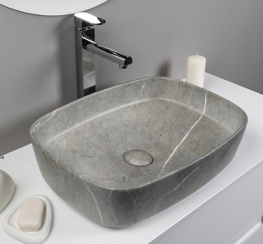 כיור מונח מלבני אבן מט דמוי שיש CARRARA