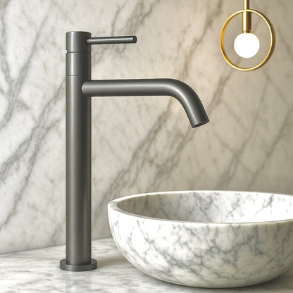 ברז פרח גבוה לכיור מונח אפור גרפיט מוברש דגם BM מבית AB