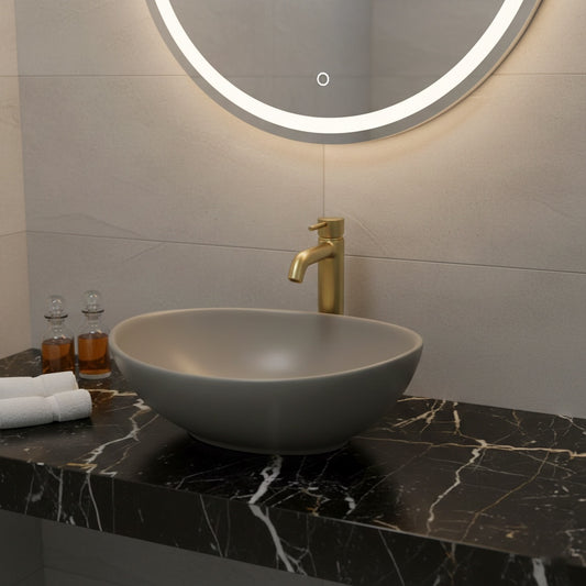 כיור מונח אובאלי וינה 405*330*140 ס"מ אפור כהה מט MATINA