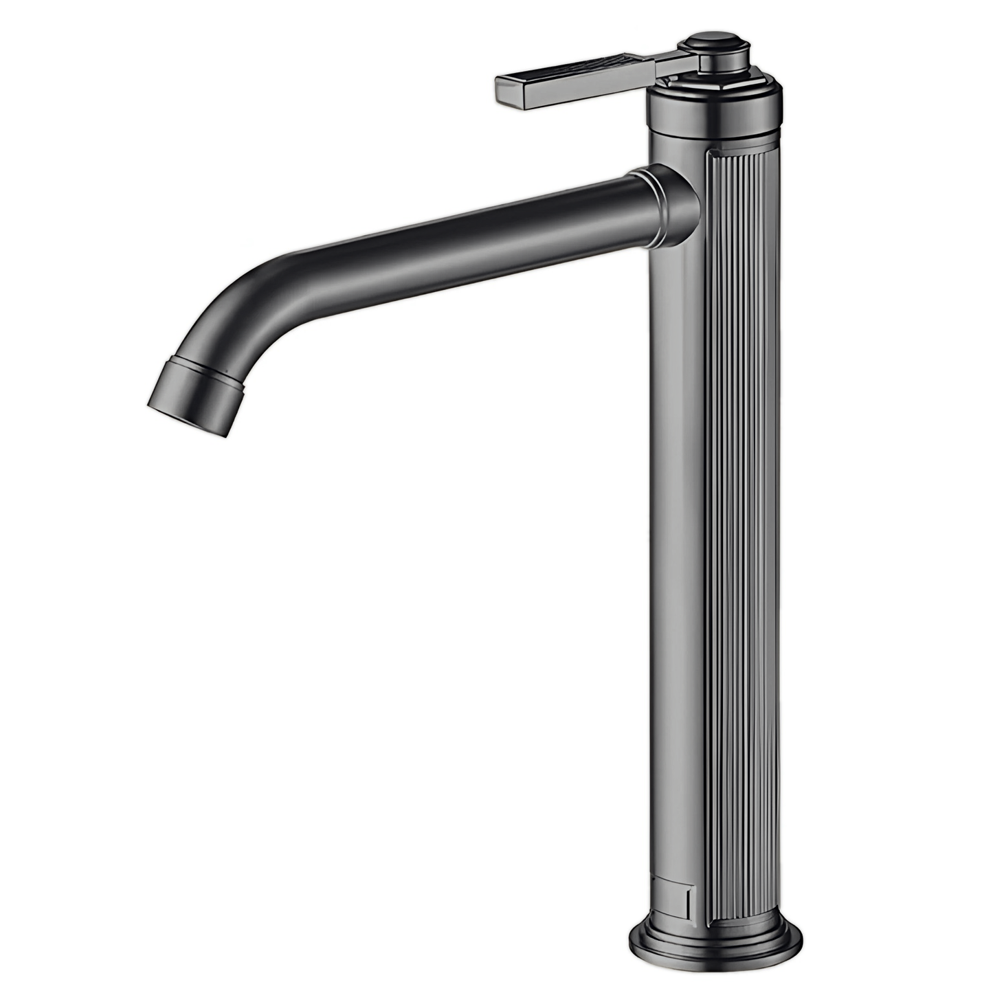 ברז פרח גבוה לכיור מונח אפור גרפיט מוברש חריצים דגם PREAL ציפוי PVD