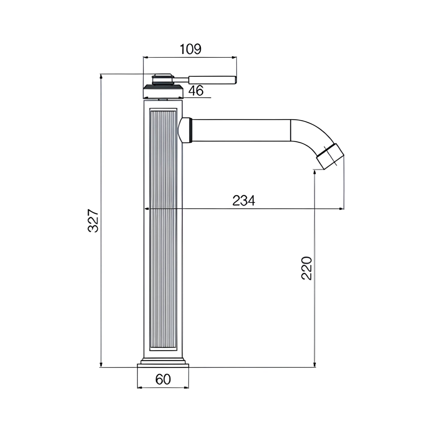 ברז פרח גבוה לכיור מונח שחור מט חריצים דגם PREAL