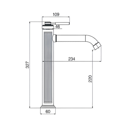 ברז פרח גבוה לכיור מונח שחור מט חריצים דגם PREAL