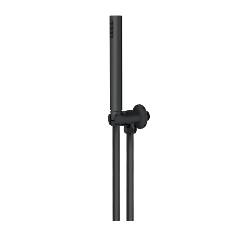 סט מזלף מקלחת דגם רינו שחור מט מצב אחד + צינור PVC + נקודת מים בראס MATINA