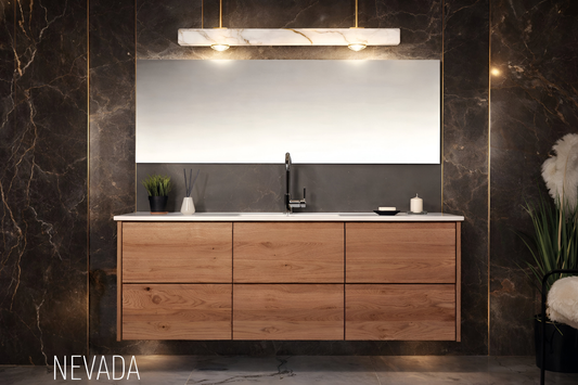 ארון אמבטיה מגירות תלוי עץ מלא דגם נבדה NEVADA