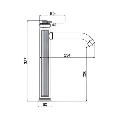 ברז פרח גבוה לכיור מונח רוז גולד מוברש מחורץ דגם PREAL ציפוי PVD
