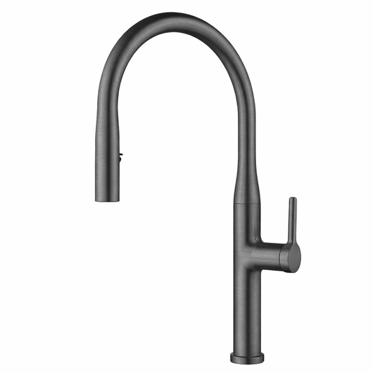 ברז מטבח נשלף אפור גרפיט מוברש ראש נסתר דגם TOP ציפוי PVD