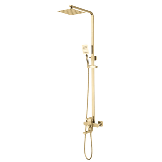 מוט פינוק מרובע זהב מוברש כולל ברז סוללה