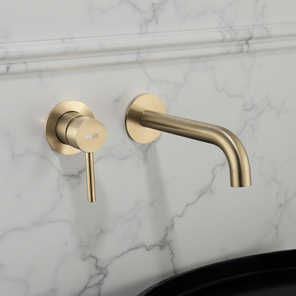 ברז קיר לכיור רחצה זהב מוברש דגם TOP ציפוי PVD