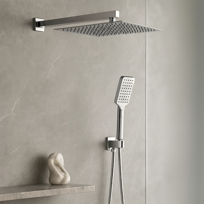 סט רחצה 5 חלקים ניקל מבריק מרובע 25 ס״מ TOP