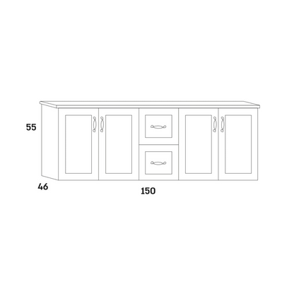 ארון אמבטיה תלוי מגירות ודלתות דגם אריזונה ARIZONA