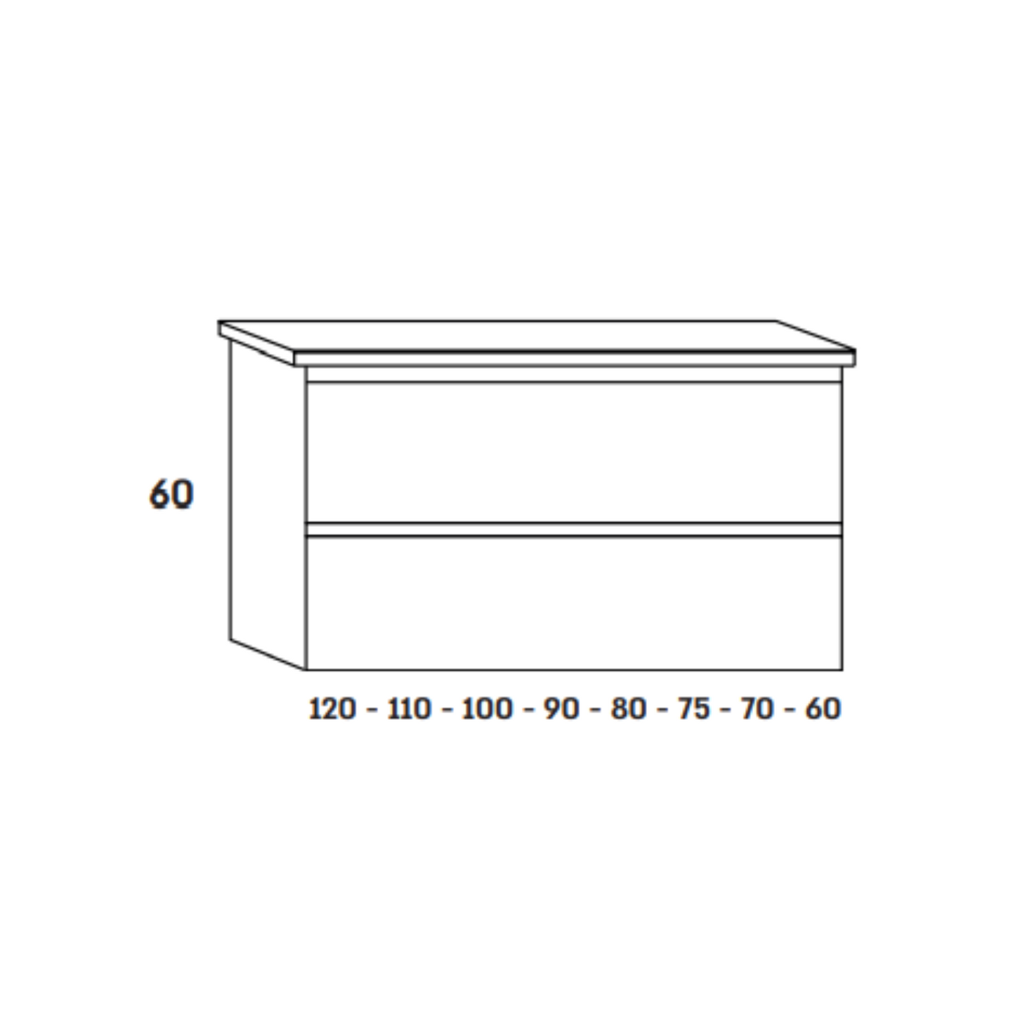 ארון אמבטיה תלוי שתי מגירות מודרני דגם וינוס VENUS