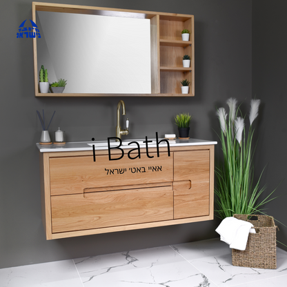 ארון אמבטיה תלוי עץ מלא דגם אמילי