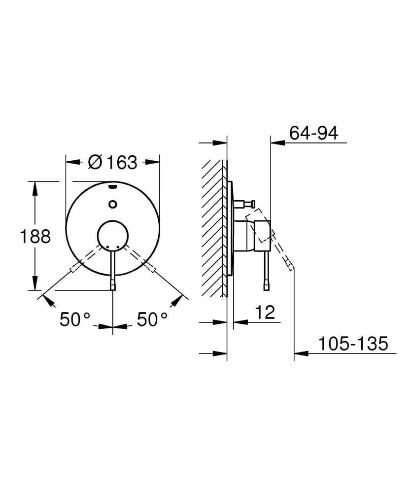 כיסוי חיצוני 4 דרך גרואה 19285GN1 ESSENCE זהב מוברש GROHE