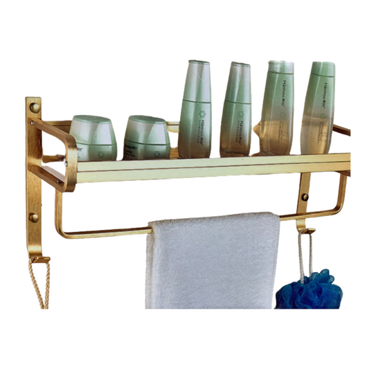 מדף ומתלה בית מלון ברונזה צהובה