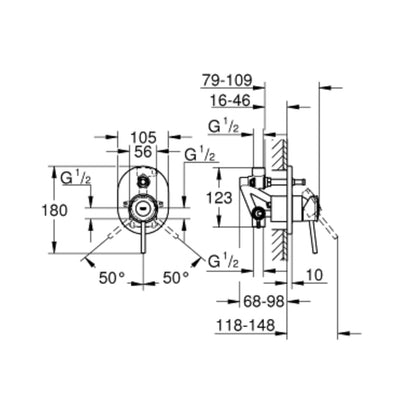 אינטרפוץ 4 דרך גרואה קומפלט 29047000 BAU CLASSIC שחור מט GROHE