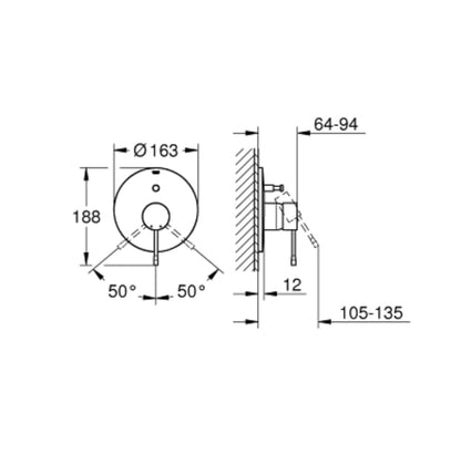 כיסוי חיצוני 4 דרך גרואה 19285GN1 ESSENCE גרפיט מוברש GROHE