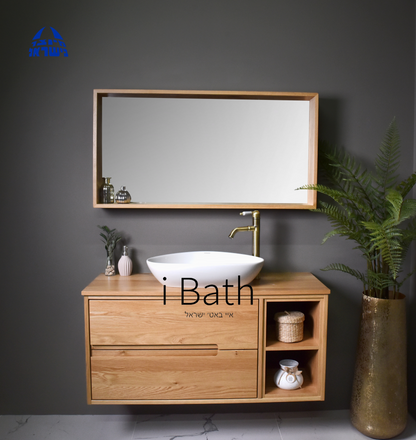 ארון אמבטיה תלוי עץ מלא דגם סביון